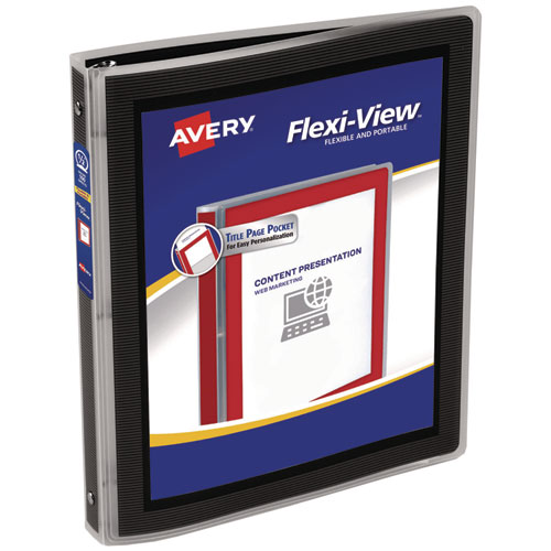 Picture of Flexi-View Binder with Round Rings, 3 Rings, 0.5" Capacity, 11 x 8.5, Black