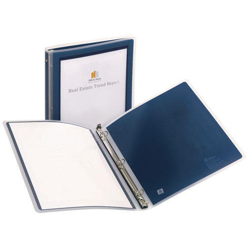 Picture of Flexi-View Binder with Round Rings, 3 Rings, 0.5" Capacity, 11 x 8.5, Navy Blue