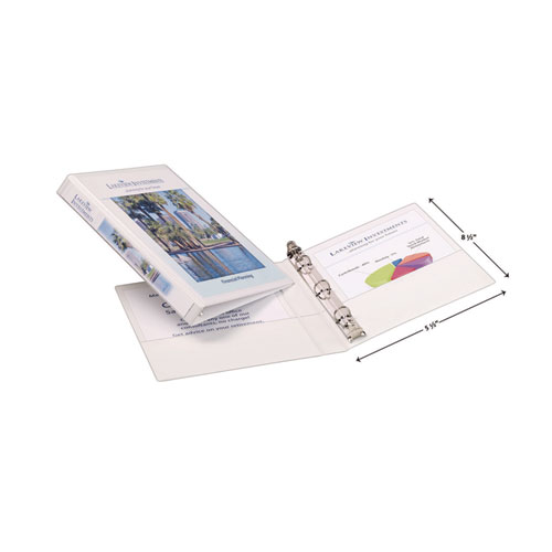 Picture of Mini Size Durable View Binder with Round Rings, 3 Rings, 0.5" Capacity, 8.5 x 5.5, White