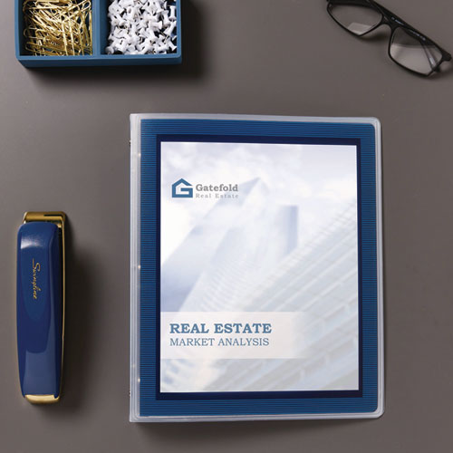 Picture of Flexi-View Binder with Round Rings, 3 Rings, 0.5" Capacity, 11 x 8.5, Navy Blue