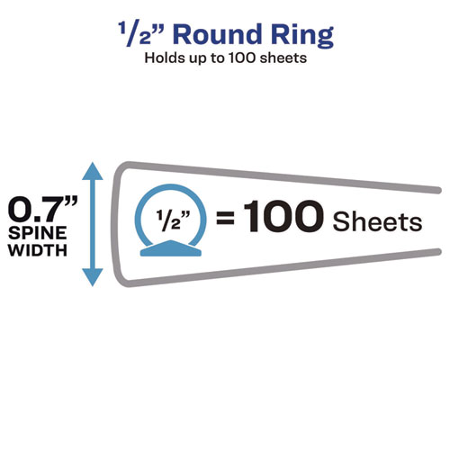 Picture of Mini Size Durable View Binder with Round Rings, 3 Rings, 0.5" Capacity, 8.5 x 5.5, Black