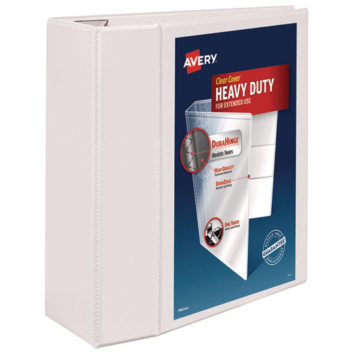 Picture of Heavy-Duty View Binder with DuraHinge and Locking One Touch EZD Rings, 3 Rings, 5" Capacity, 11 x 8.5, White