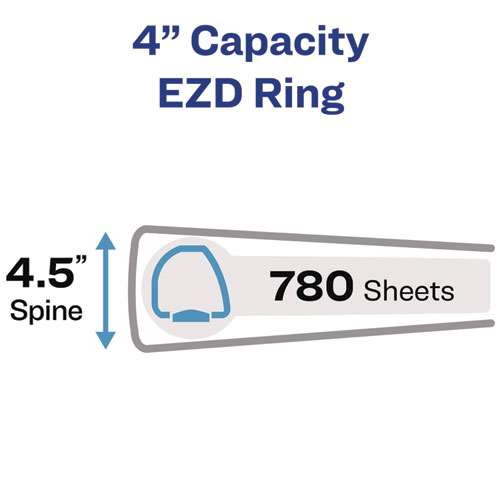 Picture of Heavy-Duty View Binder with DuraHinge and Locking One Touch EZD Rings, 3 Rings, 4" Capacity, 11 x 8.5, Red