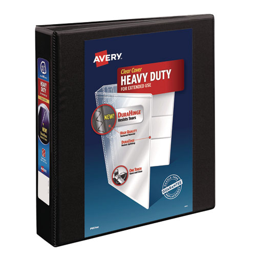 Picture of Heavy-Duty View Binder with DuraHinge and One Touch EZD Rings, 3 Rings, 1.5" Capacity, 11 x 8.5, Black