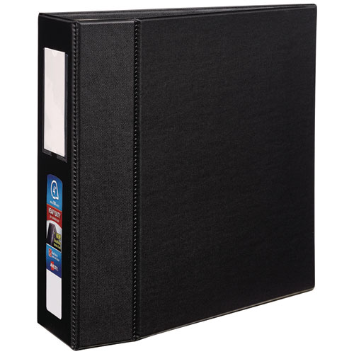 Picture of Heavy-Duty Non-View Binder with DuraHinge, Three Locking One Touch EZD Rings and Spine Label, 4" Capacity, 11 x 8.5, Black