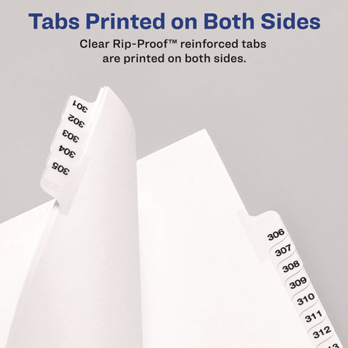 Picture of Preprinted Legal Exhibit Side Tab Index Dividers, Avery Style, 10-Tab, 7, 11 x 8.5, White, 25/Pack