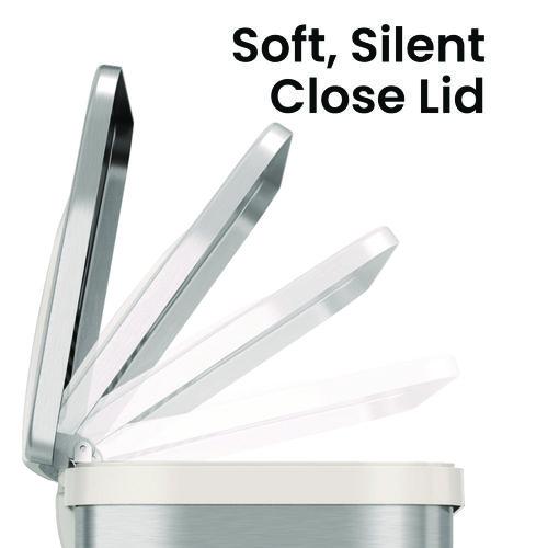 Picture of Step Pedal-Sensor Trash Can, 13 gal, Plastic/Stainless Steel, Silver/White