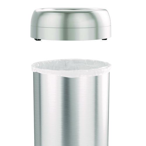 Picture of Open Top Trash Can with Wheels, Round, 16 gal, Plastic/Stainless Steel, Silver