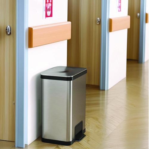 Picture of Step Pedal Trash Can with AirStep Technology, 13 gal, Plastic/Stainless Steel, Silver