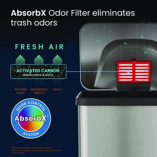 Picture of Step Pedal Trash Can with AirStep Technology, 13 gal, Plastic/Stainless Steel, Silver