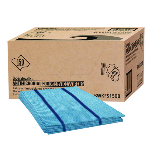 Picture of Antimicrobial Foodservice Wipers, 1-Ply, 12 x 21, Blue, 150/Carton