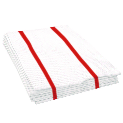 Picture of Antimicrobial Foodservice Wipers, 1-Ply, 12 x 21, Red/White, 150/Carton