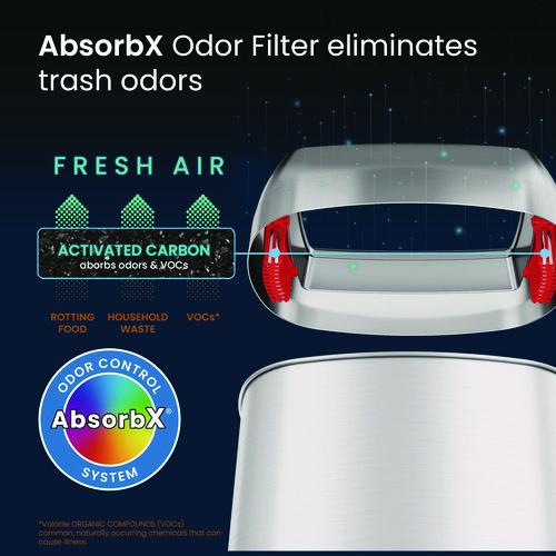 Picture of Open Top Trash Can, Oval, 16 gal, Plastic/Stainless Steel, Silver