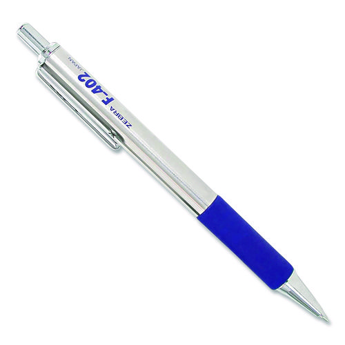 Picture of F-402 Ballpoint Pen, Retractable, Fine 0.7 mm, Blue Ink, Stainless Steel/Blue Barrel