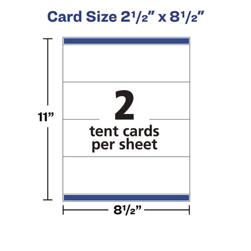 Picture of Medium Embossed Tent Cards, White, 8.5 x 2.5, 2 Cards/Sheet, 50 Sheets/Box