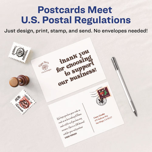 Picture of Printable Postcards, Laser, 80 lb, 4 x 6, Uncoated White, 100 Cards, 2/Cards/Sheet, 50 Sheets/Box