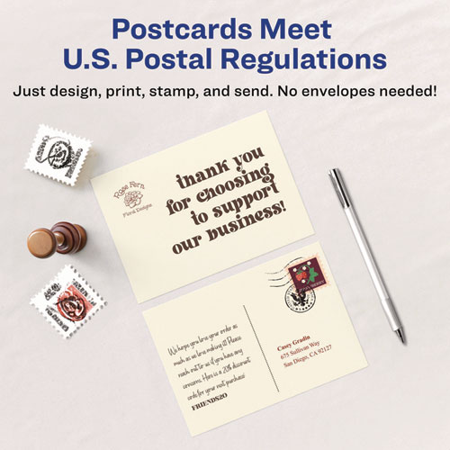 Picture of Printable Postcards, Inkjet/Laser, 74 lb, 4.25 x 5.5, Ivory, 100 Cards, 4 Cards/Sheet, 25 Sheets/Box