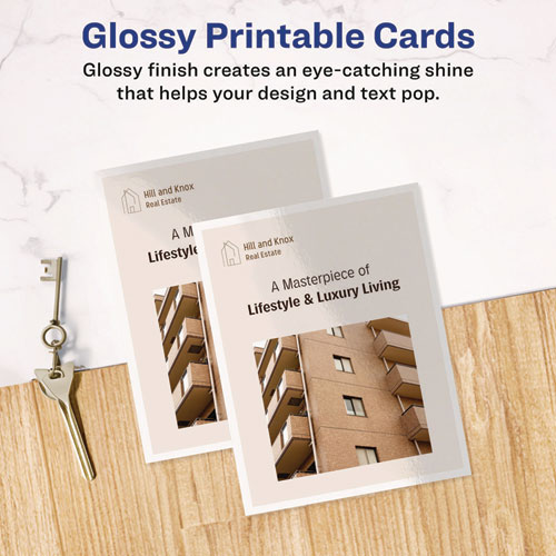 Picture of Photo-Quality Printable Postcards, Inkjet, 74 lb, 4.25 x 5.5, Glossy White, 100 Cards, 4 Cards/Sheet, 25 Sheets/Pack