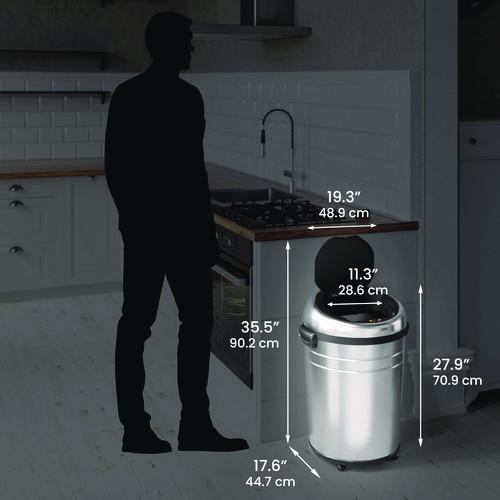 Picture of Extra-Large Sensor Trash Can with Wheels, 18 gal, Plastic/Stainless Steel