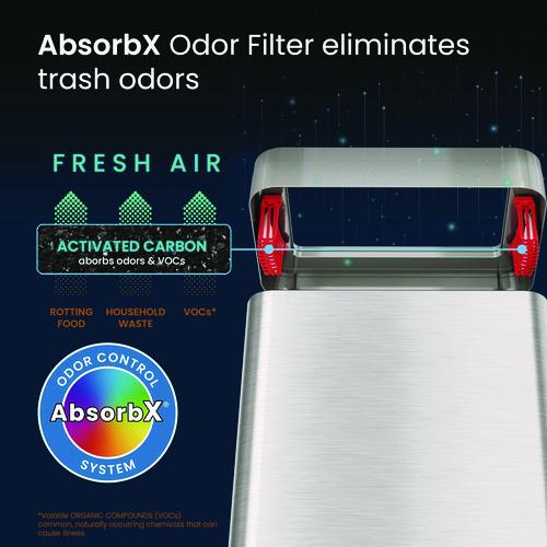 Picture of Open Top Trash Can, Rectangular, 18 gal, Plastic/Stainless Steel, Silver