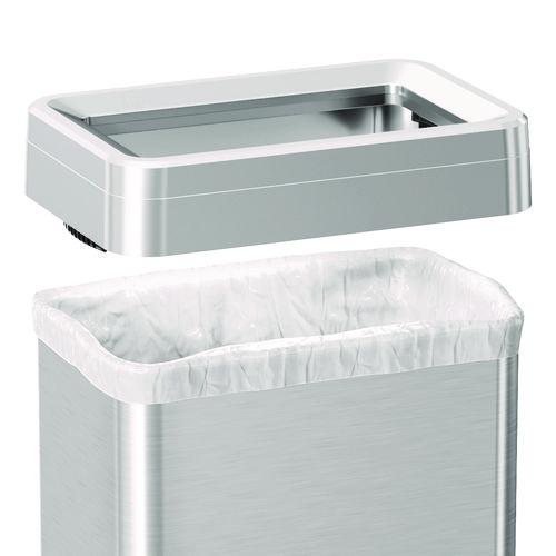 Picture of Open Top Trash Can with Wheels, 18 gal, Plastic Stainless Steel, Silver