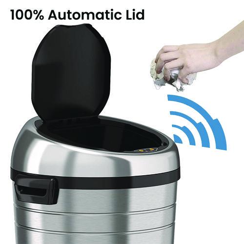 Picture of Extra-Large Sensor Trash Can with Wheels, 18 gal, Plastic/Stainless Steel