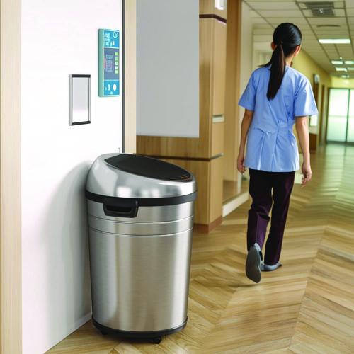 Picture of Extra-Large Sensor Trash Can with Wheels, 18 gal, Plastic/Stainless Steel