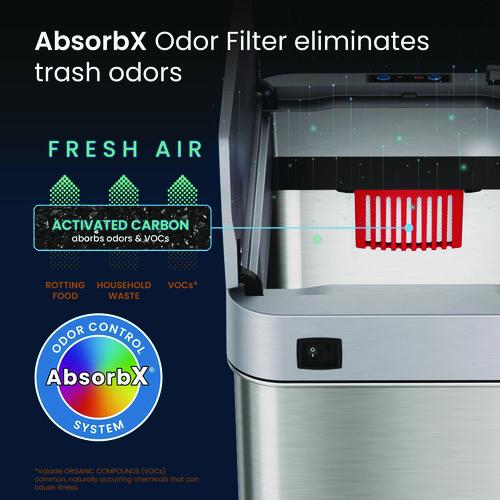 Picture of Wings Lid Sensor Trash Can, 18 gal, Plastic/Stainless Steel, Silver