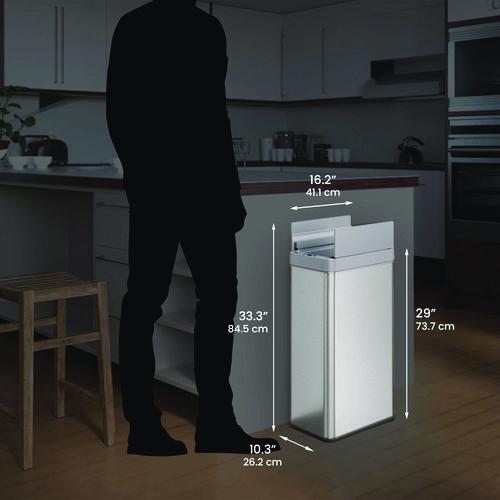 Picture of Wings Lid Sensor Trash Can, 18 gal, Plastic/Stainless Steel, Silver