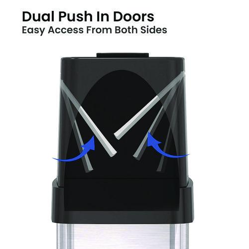 Picture of Dual Push Door Trash Can, 24 gal, Stainless Steel, Silver/Black