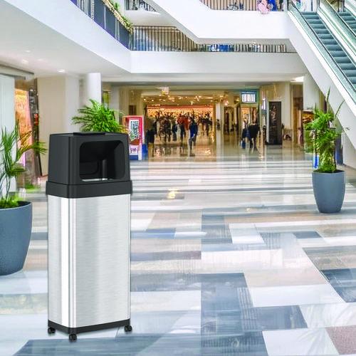 Picture of Dual Push Door Trash Can, 24 gal, Stainless Steel, Silver/Black