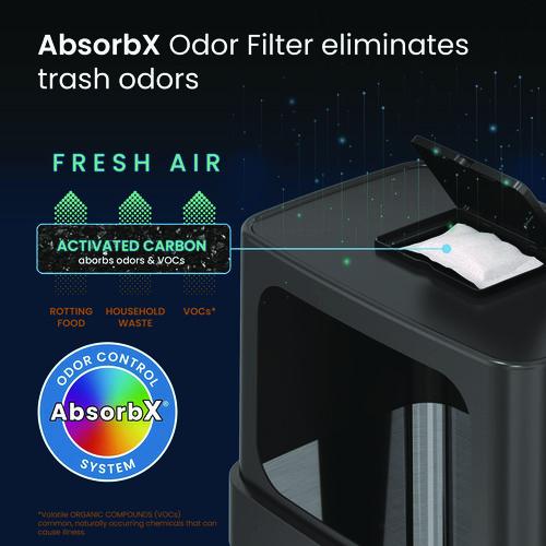 Picture of Dual Push Door Trash Can, 24 gal, Stainless Steel, Silver/Black