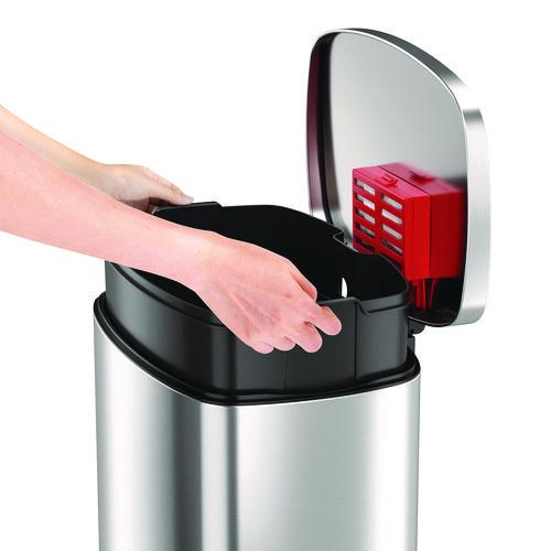 Picture of Step Pedal Trash Can, 13 gal, Plastic/Stainless Steel, Silver