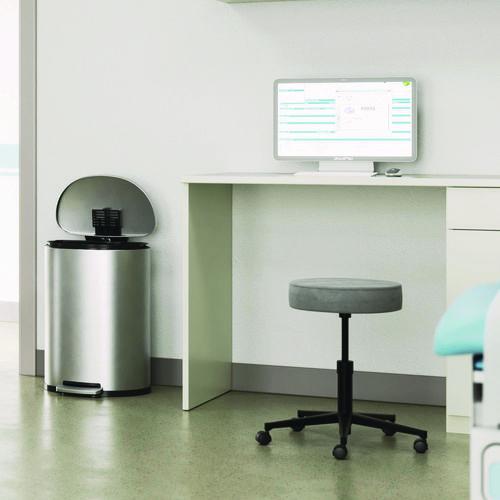 Picture of Fire-Resistant Step Pedal Trash Can, 13 gal, Plastic/Stainless Steel, Silver