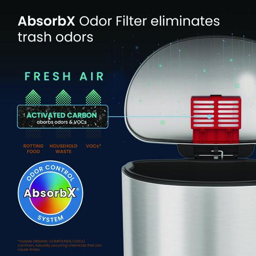 Picture of Fire-Resistant Step Pedal Trash Can, 13 gal, Plastic/Stainless Steel, Silver