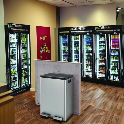 Picture of Step Pedal Trash Can and Recycle Bin, 16 gal, Plastic/Stainless Steel, Silver