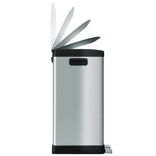 Picture of Step Pedal Trash Can and Recycle Bin, 16 gal, Plastic/Stainless Steel, Silver