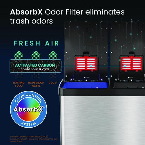 Picture of Step Pedal Trash Can and Recycle Bin, 16 gal, Plastic/Stainless Steel, Silver