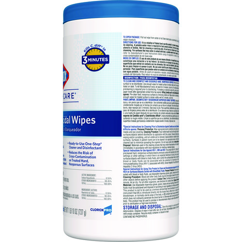 Picture of Bleach Germicidal Wipes, 1-Ply, 6.75 x 9, Unscented, White, 70/Canister, 6 Canisters/Carton