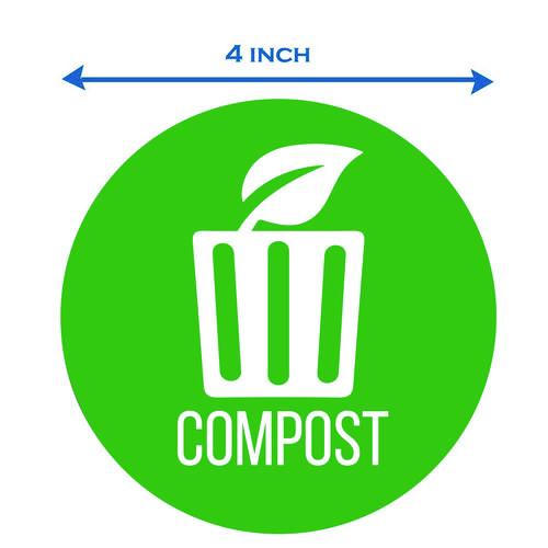 Picture of Vinyl Decals, Compost, 4" Diameter, Green/White, 3/Pack