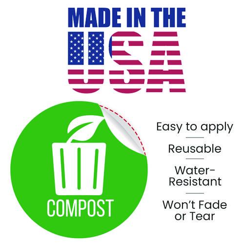 Picture of Vinyl Decals, Compost, 4" Diameter, Green/White, 3/Pack