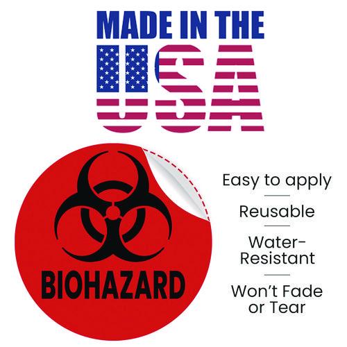 Picture of Vinyl Decals, Biohazard, 4" Diameter, Red/Black, 3/Pack