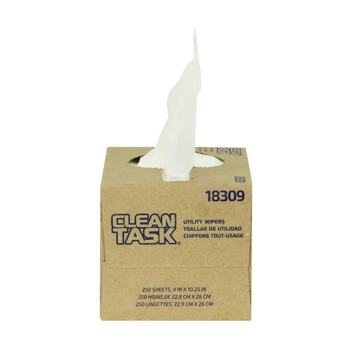 Picture of Clean Task Utility Wipers, 1-Ply, 9 x 10.25, White, 250 Sheets/Box, 24 Boxes/Carton