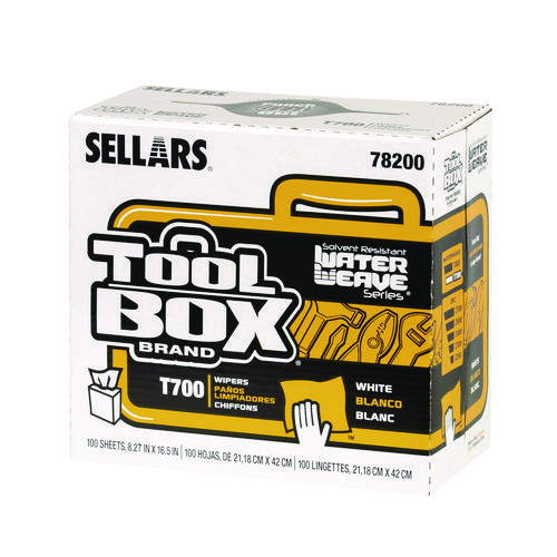 Picture of TOOLBOX WaterWeave T700 Wipers, 1-Ply, 8.27 x 16.5, White, 100 Sheets/Box, 8 Boxes/Carton