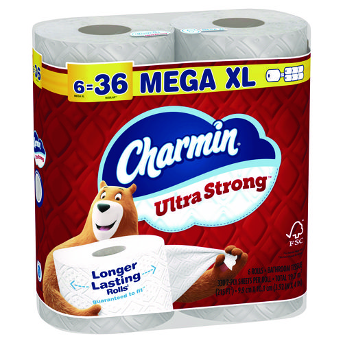 Picture of Ultra Strong Bathroom Tissue, Septic Safe, 2-Ply, White, 330 Sheets/Roll, 6 Rolls/Pack, 3 Packs/Carton