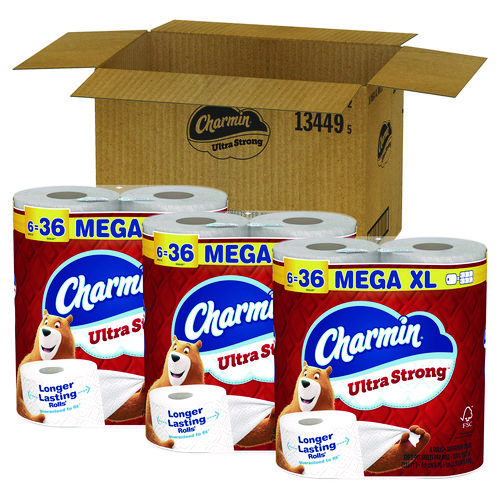 Picture of Ultra Strong Bathroom Tissue, Septic Safe, 2-Ply, White, 330 Sheets/Roll, 6 Rolls/Pack, 3 Packs/Carton