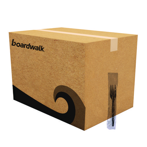 Picture of Heavyweight Wrapped Polystyrene Cutlery, Fork, Black, 1,000/Carton