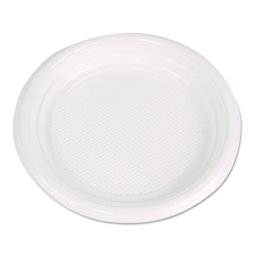 Picture of Hi-Impact Plastic Dinnerware, Plate, 6" dia, White, 1,000/Carton