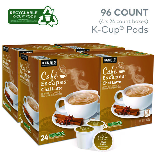 Picture of Cafe Escapes Chai Latte K-Cups, 96/Carton