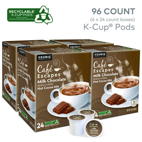 Picture of Cafe Escapes Milk Chocolate Hot Cocoa K-Cups, 96/Carton